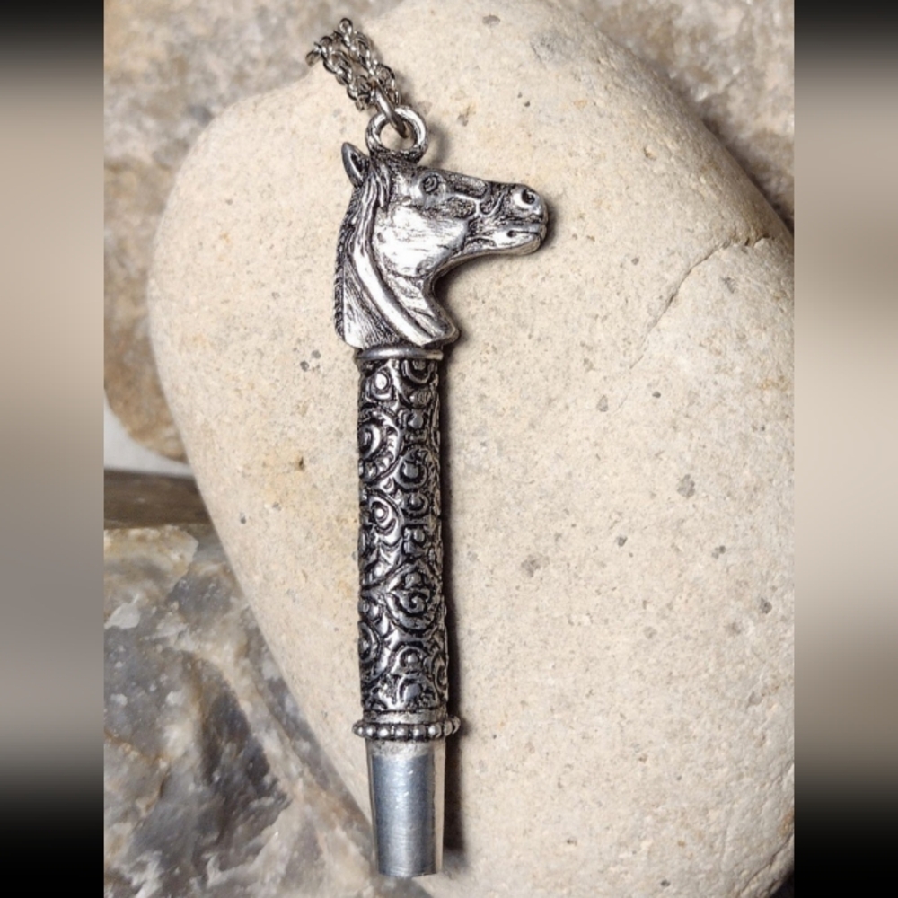 2028 Jewelry Brand Pewter Horse Whistle Pendant Necklace 30" NEW $60